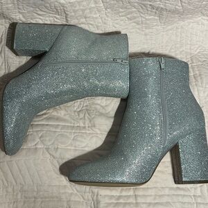 Madden Girl Glittery Silver Ankle Boots